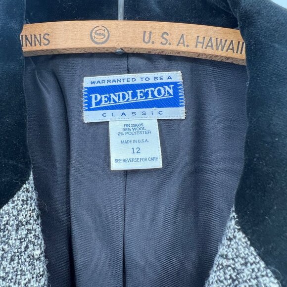Pendleton Wool Blazer Size 12 Black Velvet Collar Vintage Made in USA Office - Picture 5 of 7